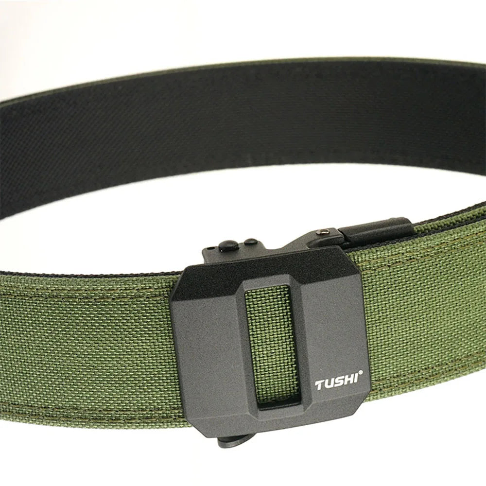TUSHI Belt Hard Tactical Belt for Men Metal Automatic Buckle IPSC Gun Belt 1100D Nylon Military Belt Outdoor Sports Girdle Male