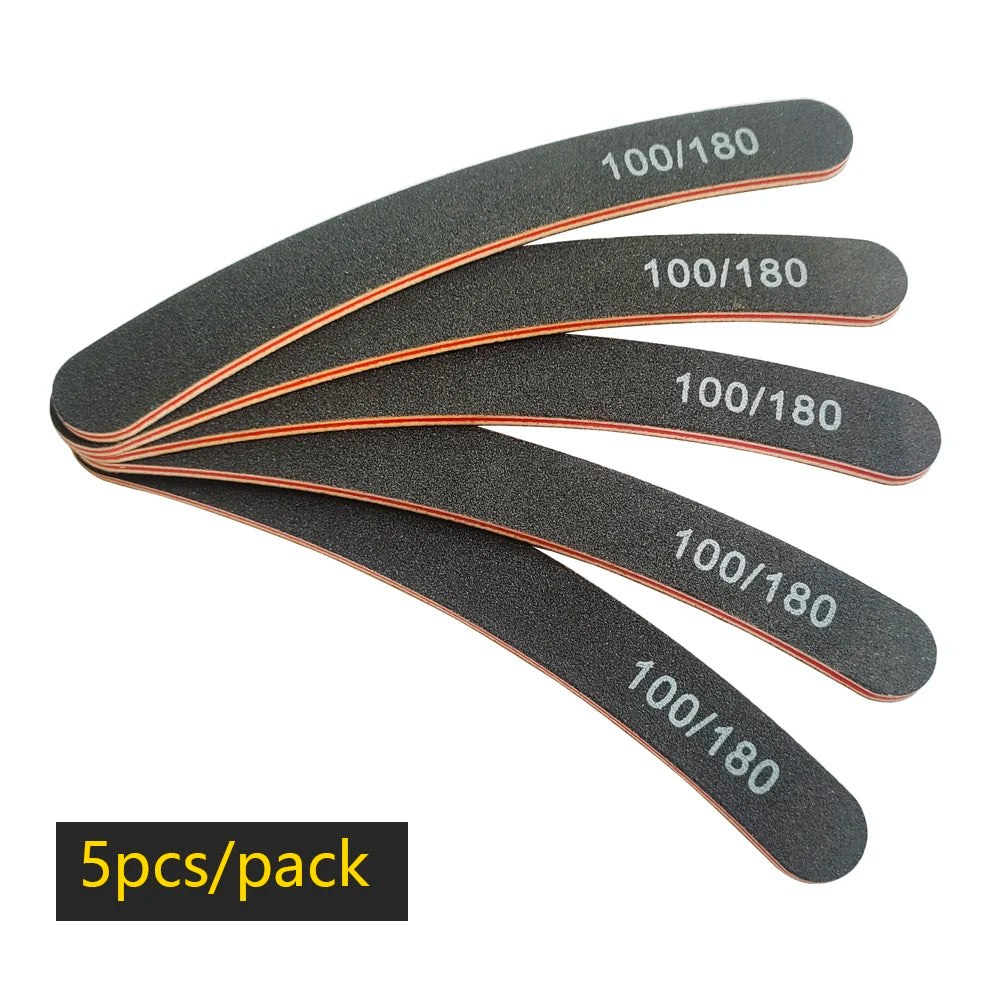 Nagelfeile Buffer 100/180 Körnung Halbmond Nagelfeilen Doppelseitiges Schmirgelpapier Nagel schleifen Gel Nagellack Maniküre-Werkzeug