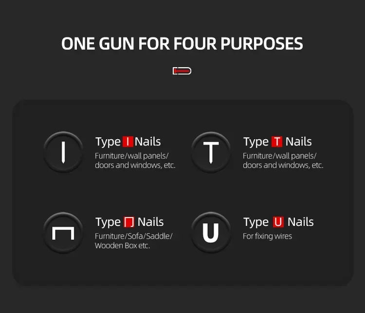 Manual Nailing Gun Light duty Home Use Code Nailing Gun Air Nail Woodworking Special Direct Staple Book Carpentry Tools U/T/N - Shoppiline