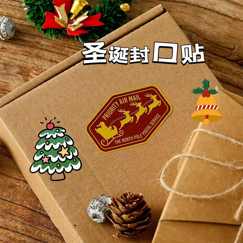 120 Stück Geschenkverschlussaufkleber Weihnachtsdesign Selbstklebend PP Weihnachtsmann Post Festliche Party Geschäftsdekorationsetiketten