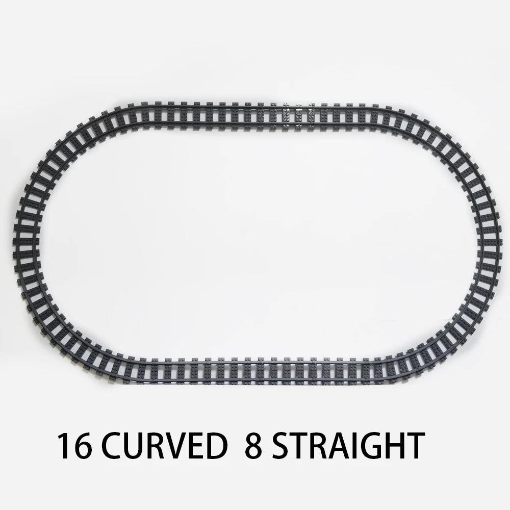 Straight Train Tracks Curved Accessories Car Blocks Building Sets DIY 10-100 Pcs Kids Toys MOC Bricks City Switch Rail Crossing