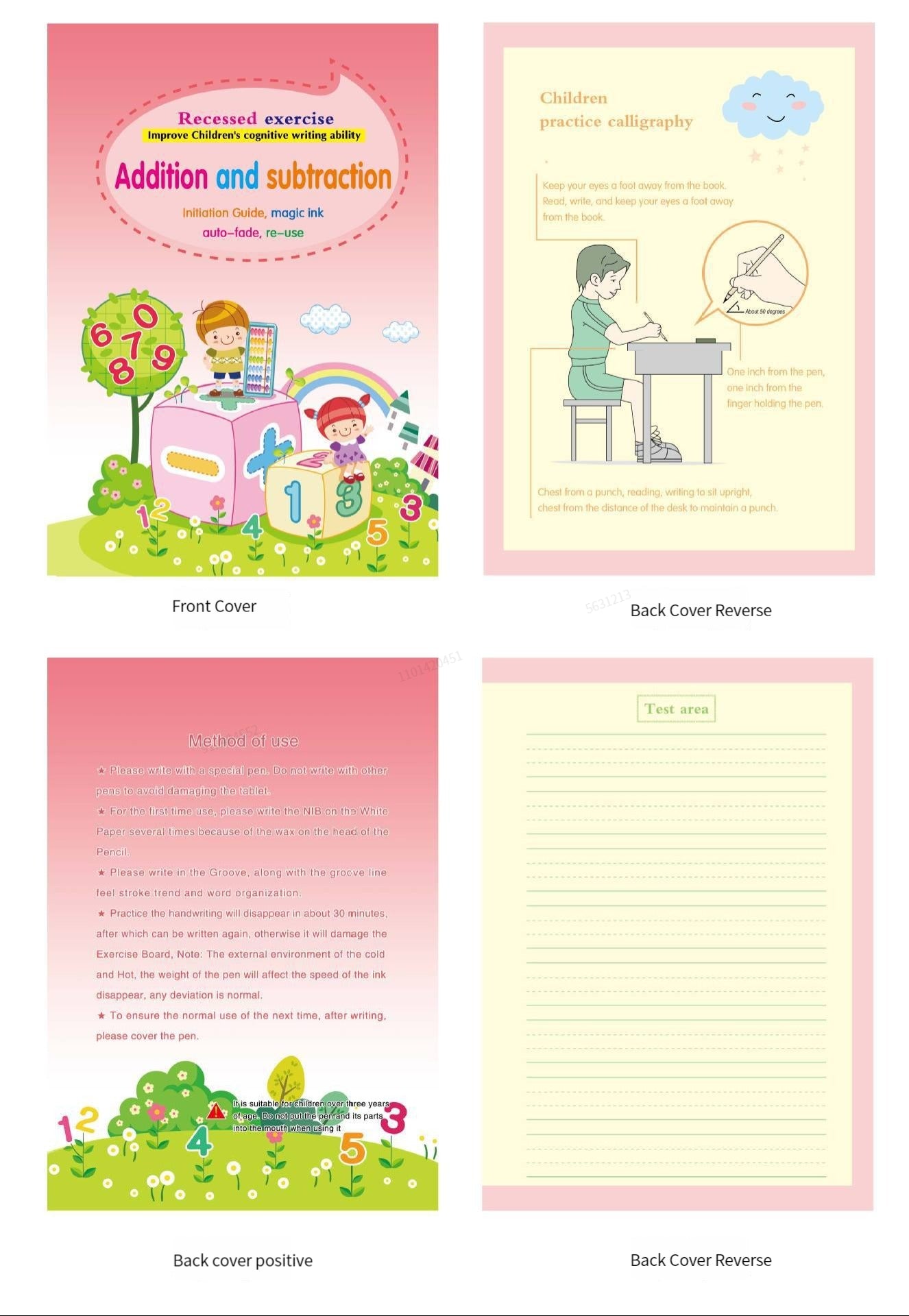 4 Bücher Englisch Übungsheft Zauberstift Nachfüllpackung Automatisch Verschwindende Tinte Kinder Schreibaufkleber Übung für Kinder Erleuchtungsgeschenk