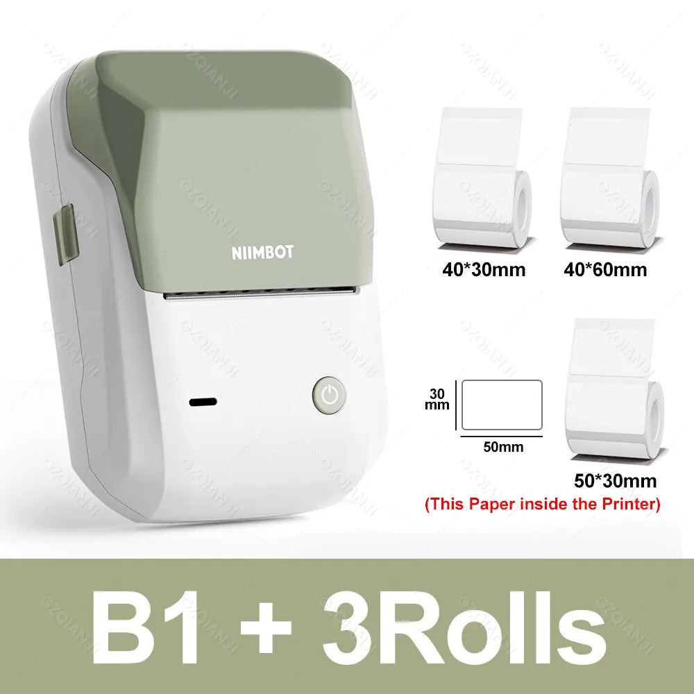 NIIMBOT B1 Portable Thermal Printer With Tapes 2 Inch Adhesive Label Machine Mini Bluetooth Sticker Maker Waterproof Labels Roll - Shoppiline