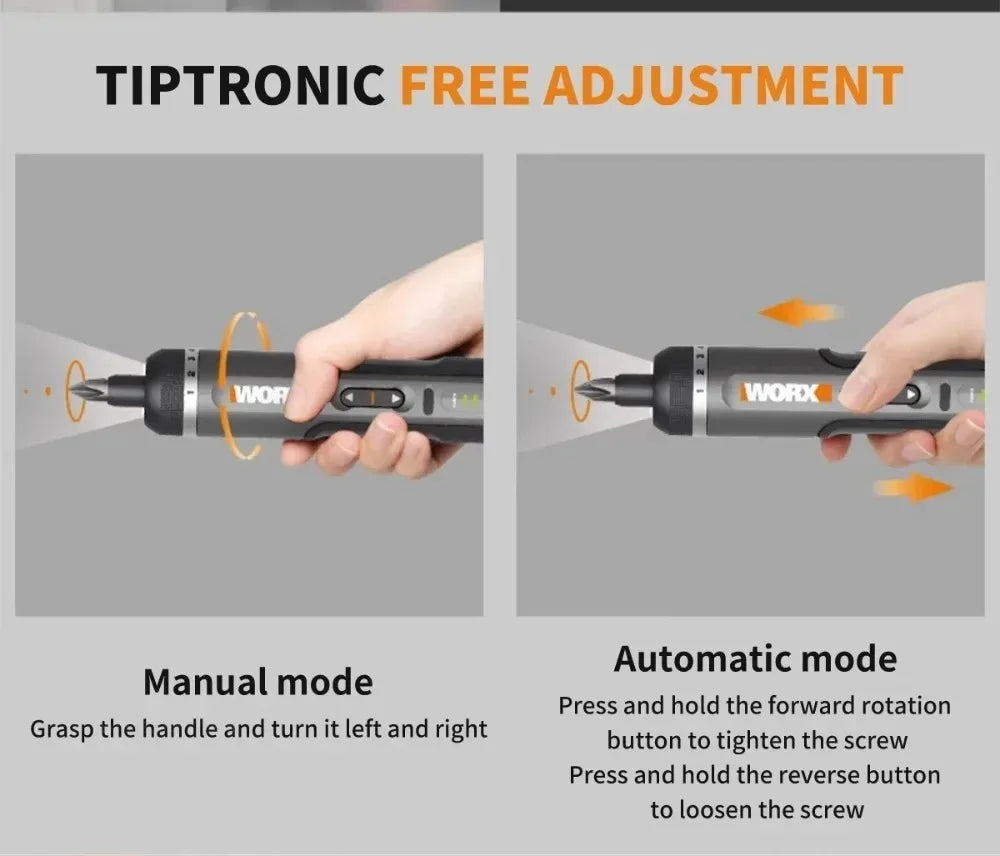 Worx 30 Bit Sets Power Tools WX242 Electrical Screwdriver Set Smart Cordless Drill Screwdrivers USB Rechargeable Set Home Repair - Shoppiline