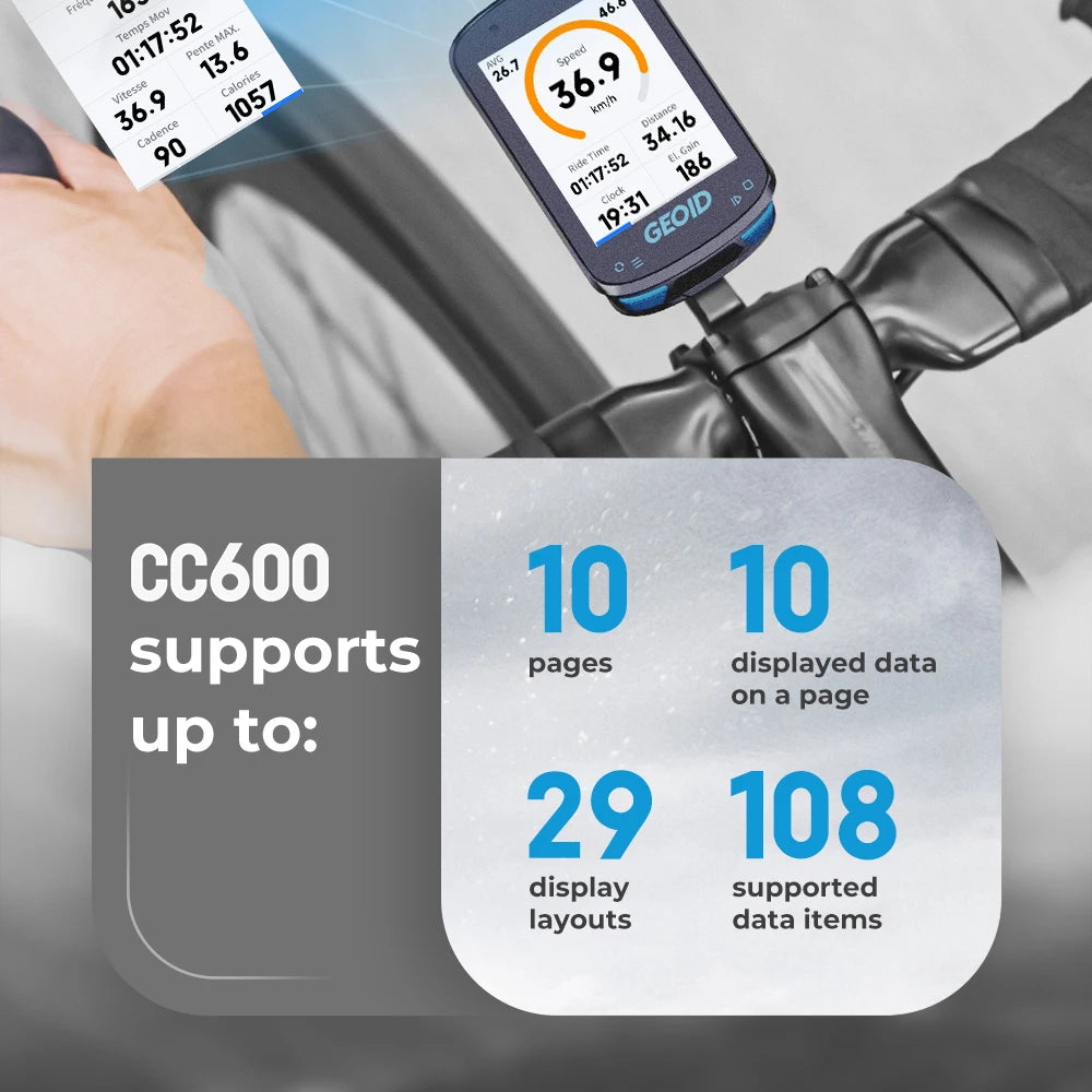 GEOID CC600 Route Navigation Bicycle GPS Computer 11 Languages Wireless Bike Speedometer Automatical WIFI ANT+ Odometer - Shoppiline