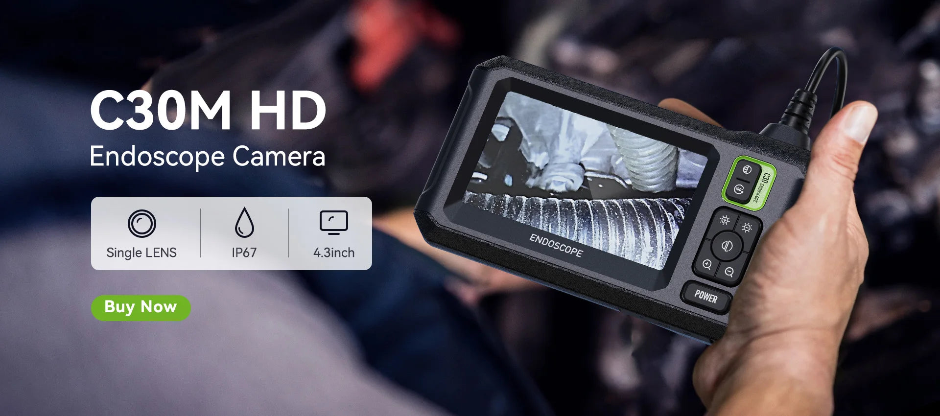 Industrial Endoscope Camera 8mm HD1080P 4.3inch IPS Screen 1080P Pipe Inspection Camera for Car Repair IP67 Waterproof 8 LEDS - Shoppiline