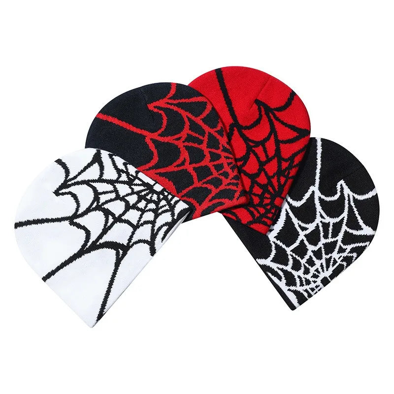 Spider Web Pattern Jacquard Knit Hat, Autumn/winter, Warm, Y2k Style, Fashionable, Unisex, Suitable For Outdoor Activities, Hall