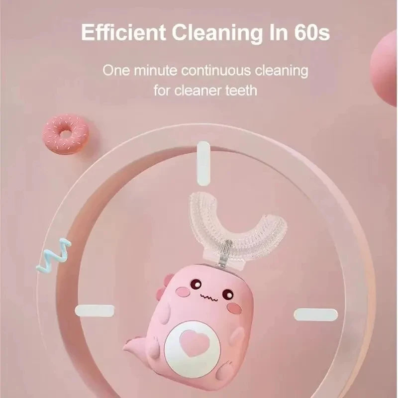 Kids U-Shaped Electric Toothbrush, Food Grade Silicone 360° Automatic Clean USB Charging Smart Oral Care Children Toothbrush
