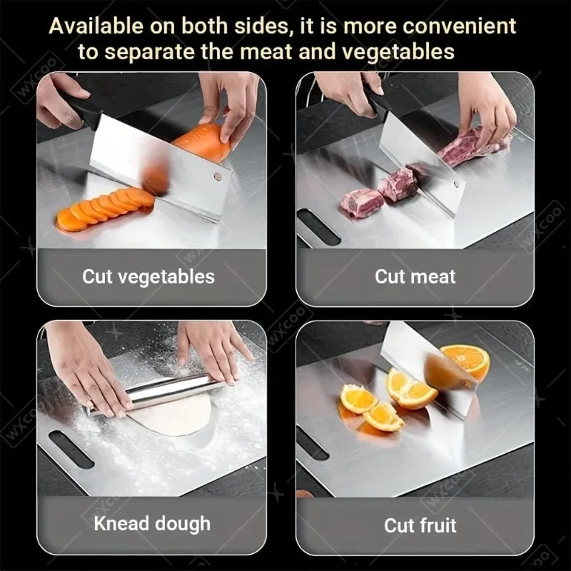 WXCOO Chopping Board Stainless Steel Double Sided Thickened Kneading Dough Board Kitchen Household Fruit Cutting Block