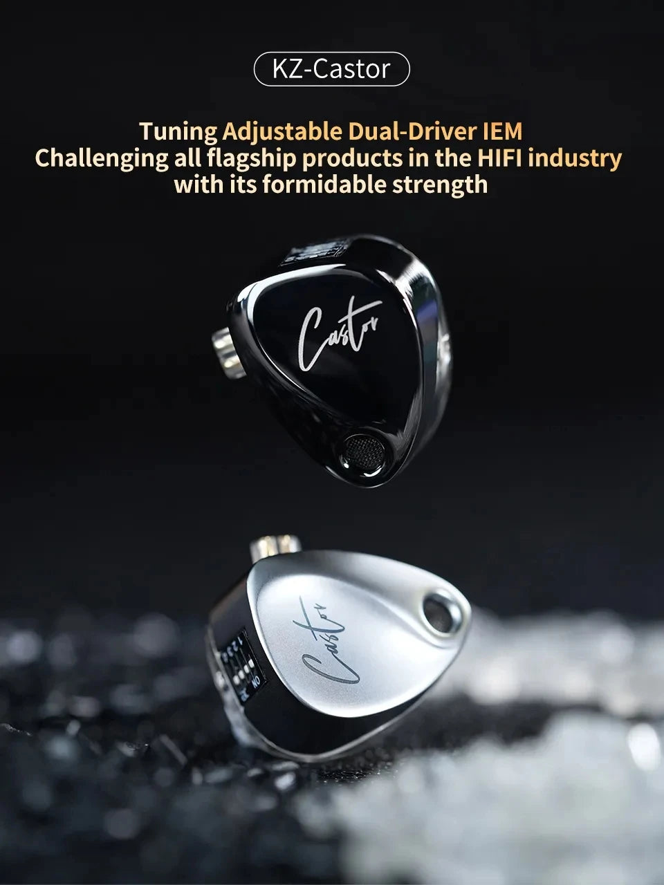 KZ Castor Wired Earphone Improved Bass HiFi Earphones 2 Dynamic Tunable Balance Monitor Headset Noise Cancelling Earbuds