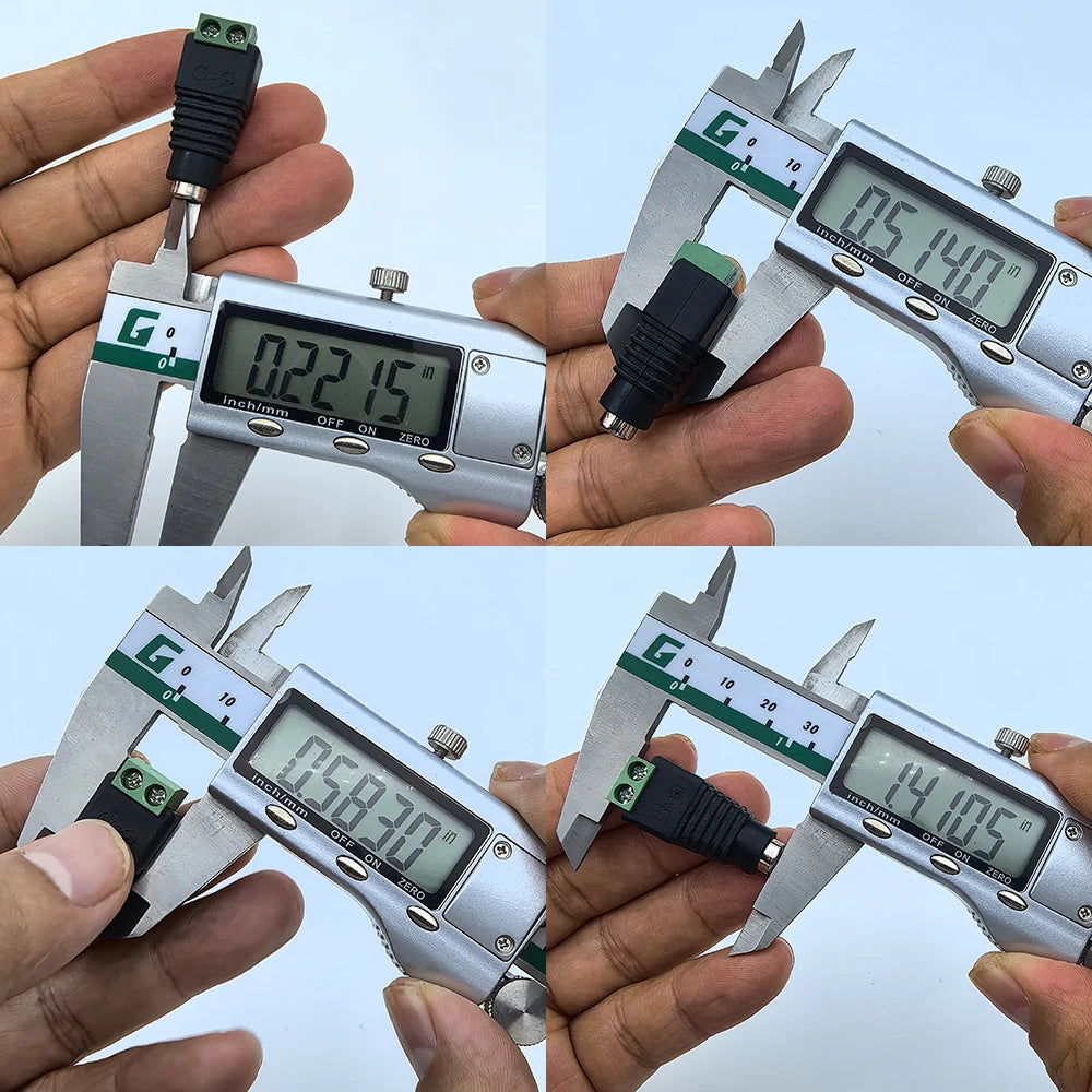 5 Pairs Male and Female Welding-Free DC Plug 5.5*2.1mm Welding-Free DC Female Head Green Terminal Monitoring Power Plug Push-But