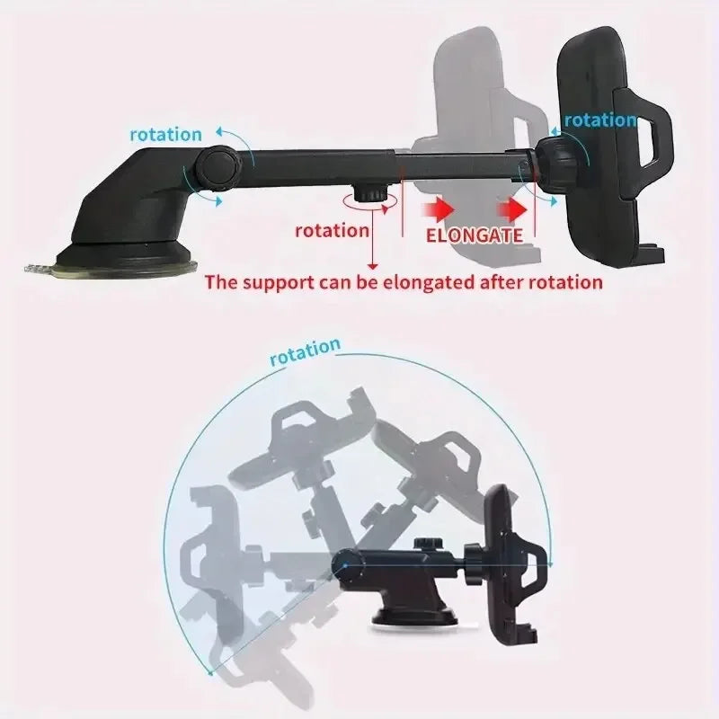 360° Rotatable Car Phone Holder Universal Windshield Suction Cup & Air Vent Mount Stand for Cellphone Stable Car Phone Bracket