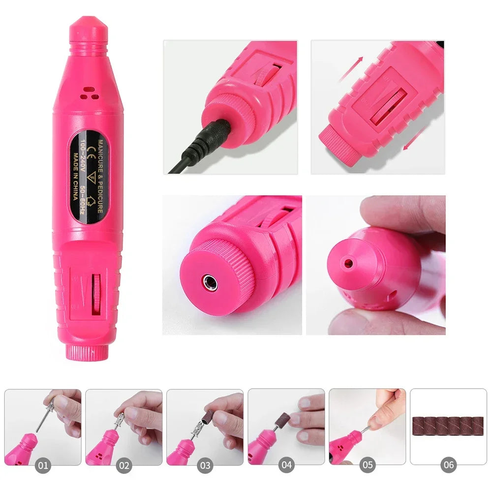 6-in-1 Professional Electric Nail Drill Kit – Nail File Pen for Filing, Polishing & Exfoliating