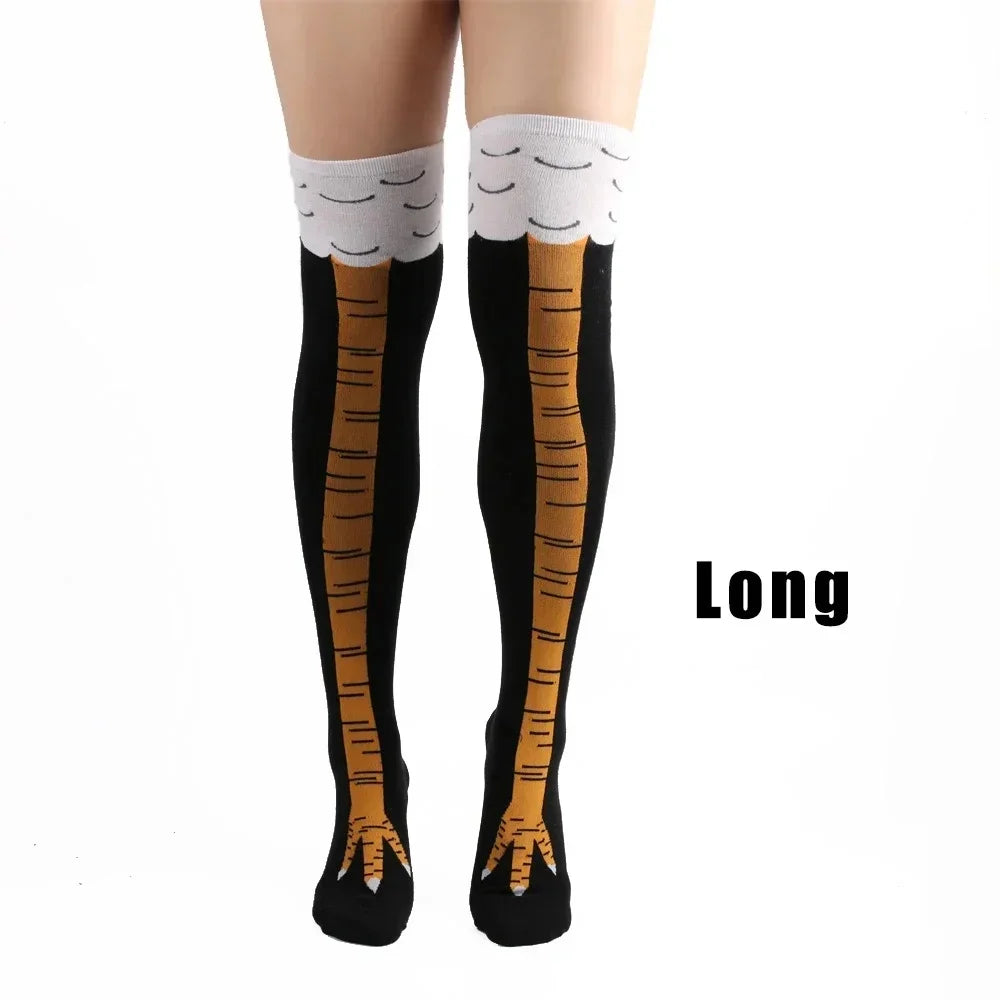 Men Funny 3D Chicken Socks Print Cartoon Cosplay High flexibility Thigh High Sock Fashion Thin Toe Feet
