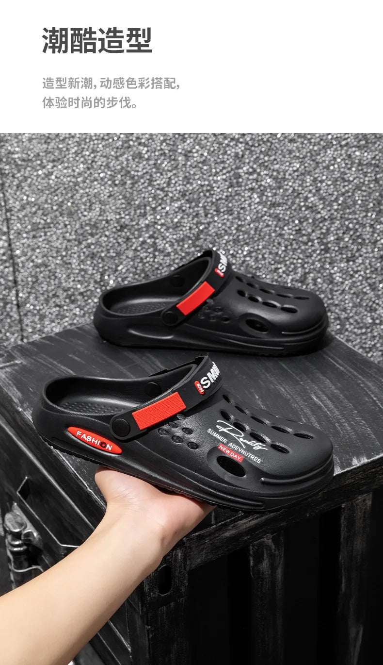 Summer Clogs Sandals Men Clogs EVA Slippers Soft Sole Breathable Beach Slippers Men Home Slippers Outdoor Antiskid Slippers
