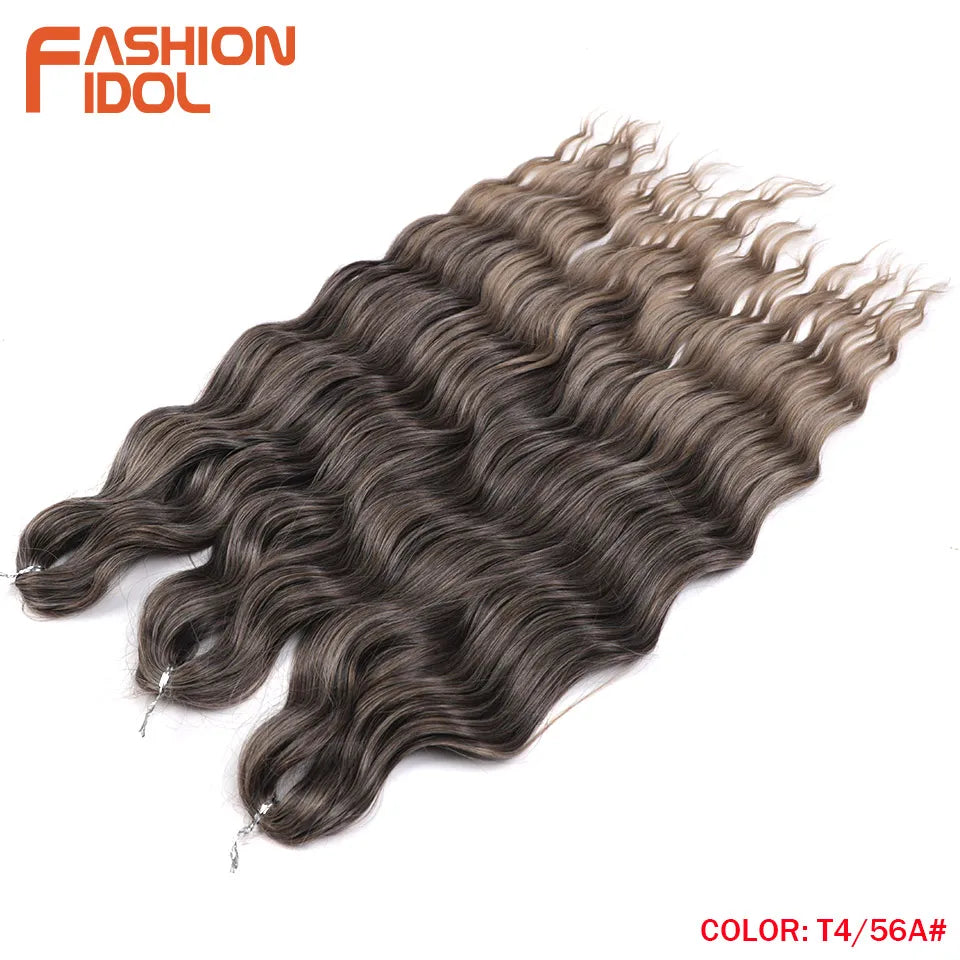 Anna Hair Extensions synthétiques de tresses Loose Deep Wave 24 pouces, cheveux tressés ondulés, cheveux bouclés torsadés au crochet Ombré Blond