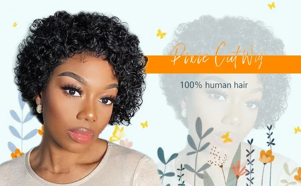 Brazilian Human Hair Wig For Black Women Afro Curly Pixie Bob Short Preplucked Hairline 13X1 Hd Lace Front Bob Water Wave Wig