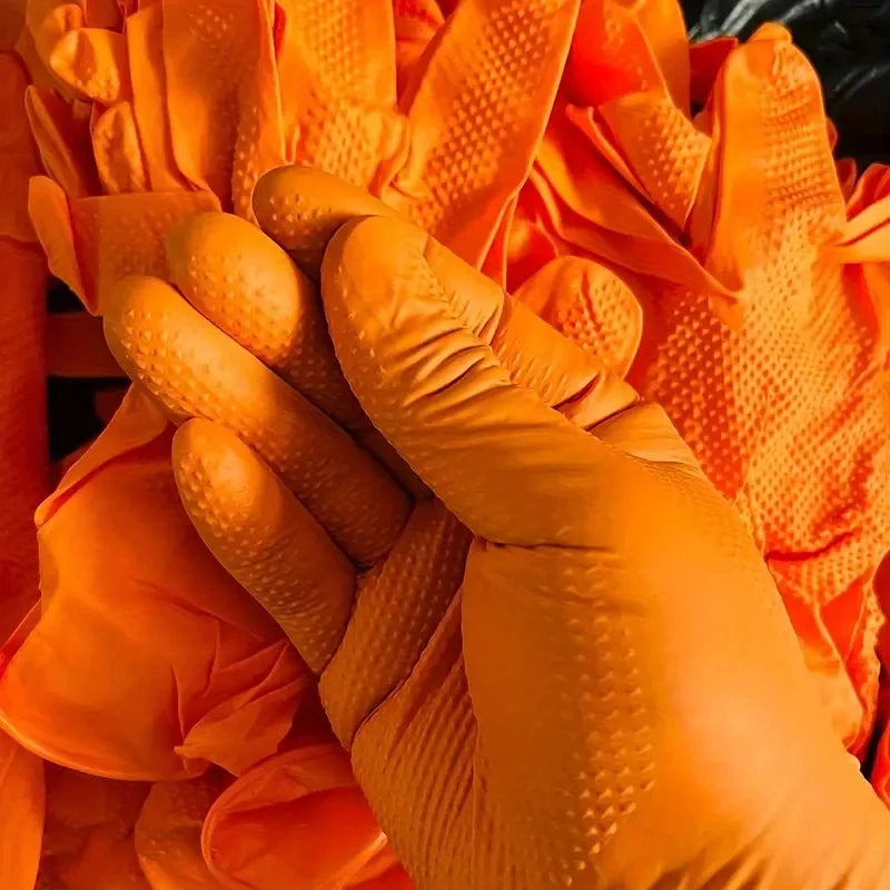 8mil Nitrile Gloves Thick 30/50PCS Industrial Disposable Gloves with Diamond Textured Latex Free Heavy Duty Mechanic Auto Gloves - Shoppiline