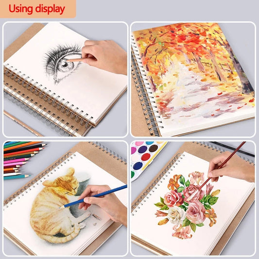 A3/A4/A5/8k/16k Sketchbook Thick Paper 160 GSM Notebook for painting DIY Creative Practice Drawing Art School Supplies - Shoppiline