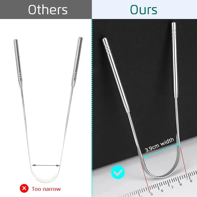 3PCS Stainless Steel Tongue Scraper Professional Tongue Brush Cleaner for Removing Tongue Coating Oral Care Tool