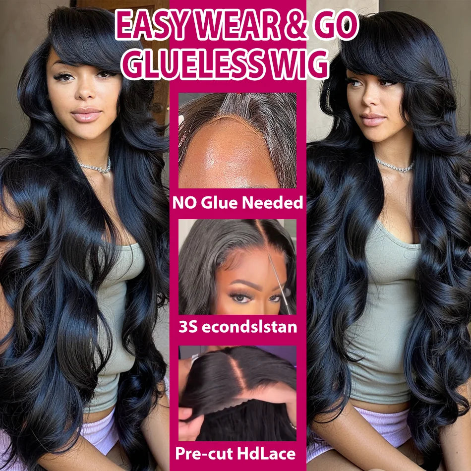 100% Human Hair Wigs 250 Density 5x5 Glueless Lace Frontal Wigs for Women Body Wave 13x4 Lace Frontal Remy  Human Hair Wig 13x6 HD Transparent Lace Front Human Hair Wig 40 Inch Pre Plucked