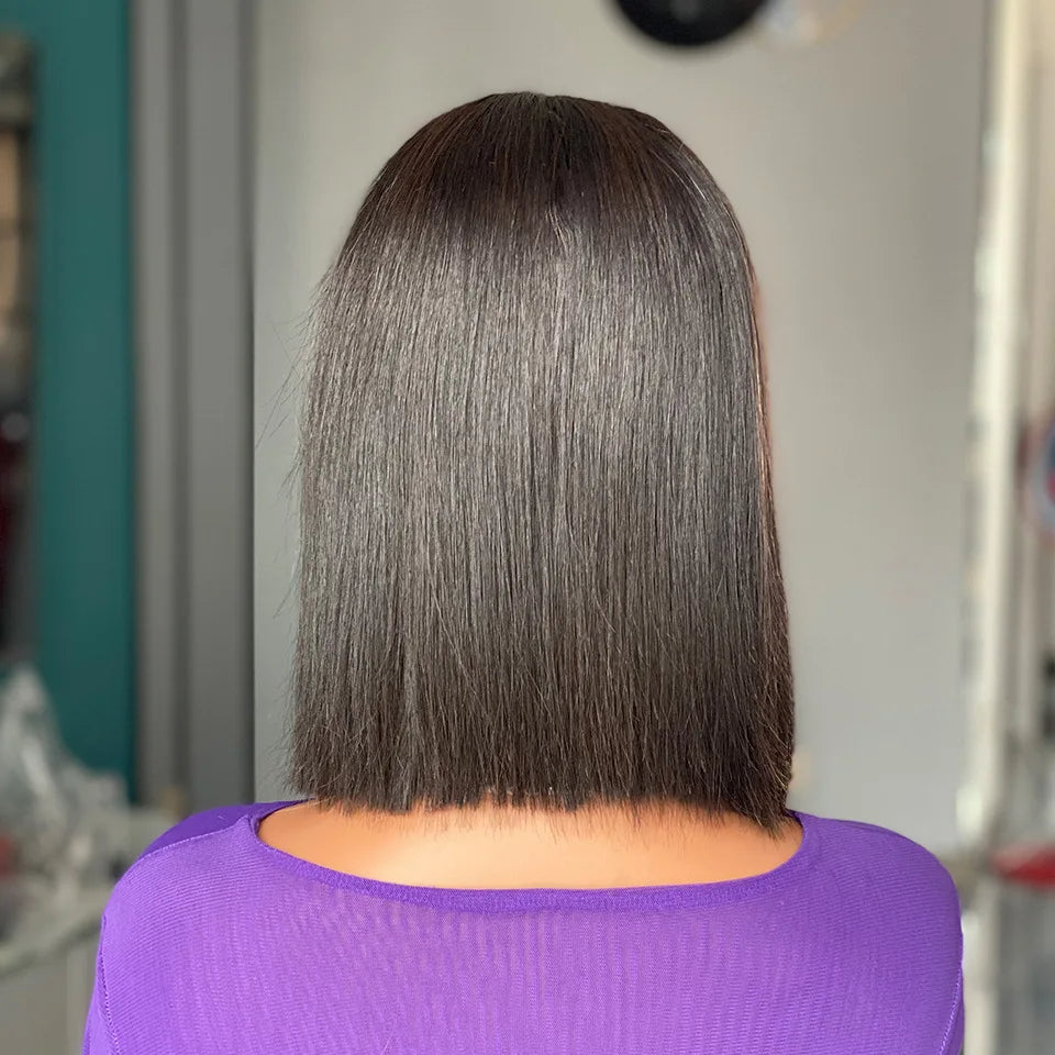 Kurze Bob Perücken Echthaar Synthetische Transparente Lace-Front Perücken Glatte Bob Full Frontal Perücke Lace Frontal Perücken für Frauen