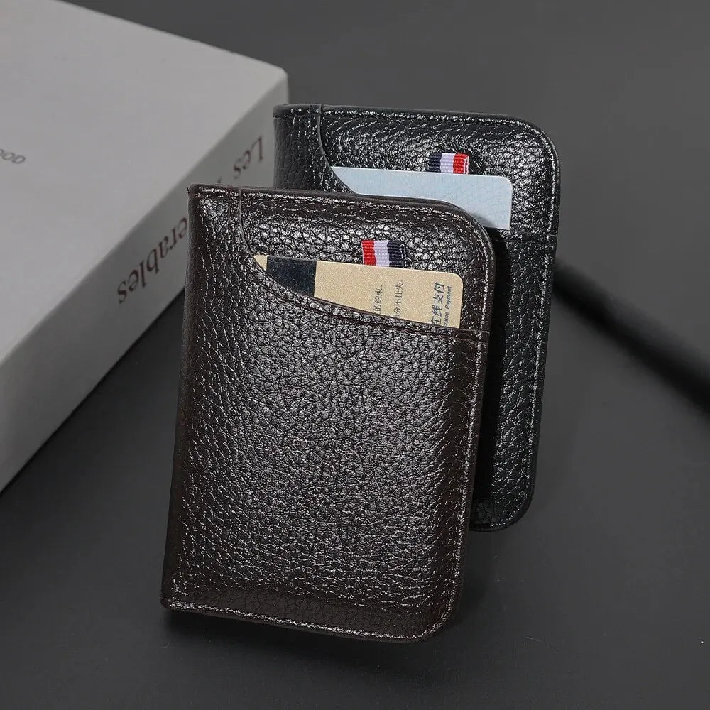 Tragbares Super Slim Weiches Portemonnaie für Herren PU Leder Mini Ausweis Kreditkarten Geldbörse Kartenhalter Portemonnaie Dünne Kleine Kurze Brieftaschen