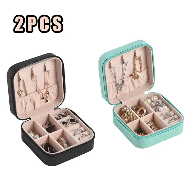 Portable Mini Jewelry Storage Box Travel Organizer Jewelry Case Leather Storage Earrings Necklace Ring Jewelry Organizer Display - Shoppiline