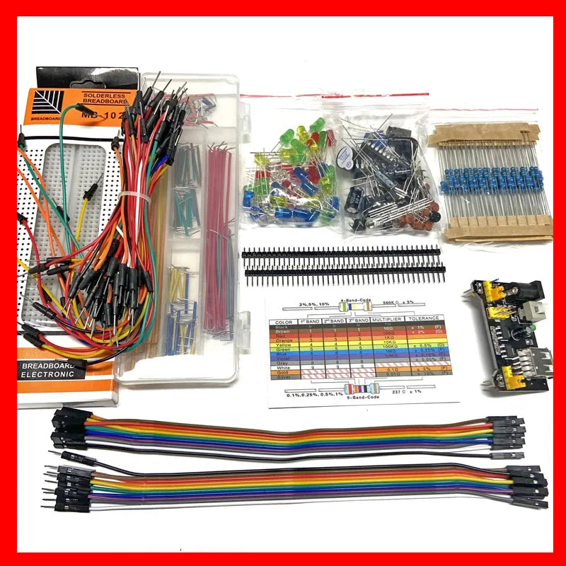 Electronic Components 830 Hole-Breadboard Kit Electrolytic Capacitor Resistor LED MB-102 for UNO R3 Component Pack Beginner Kit