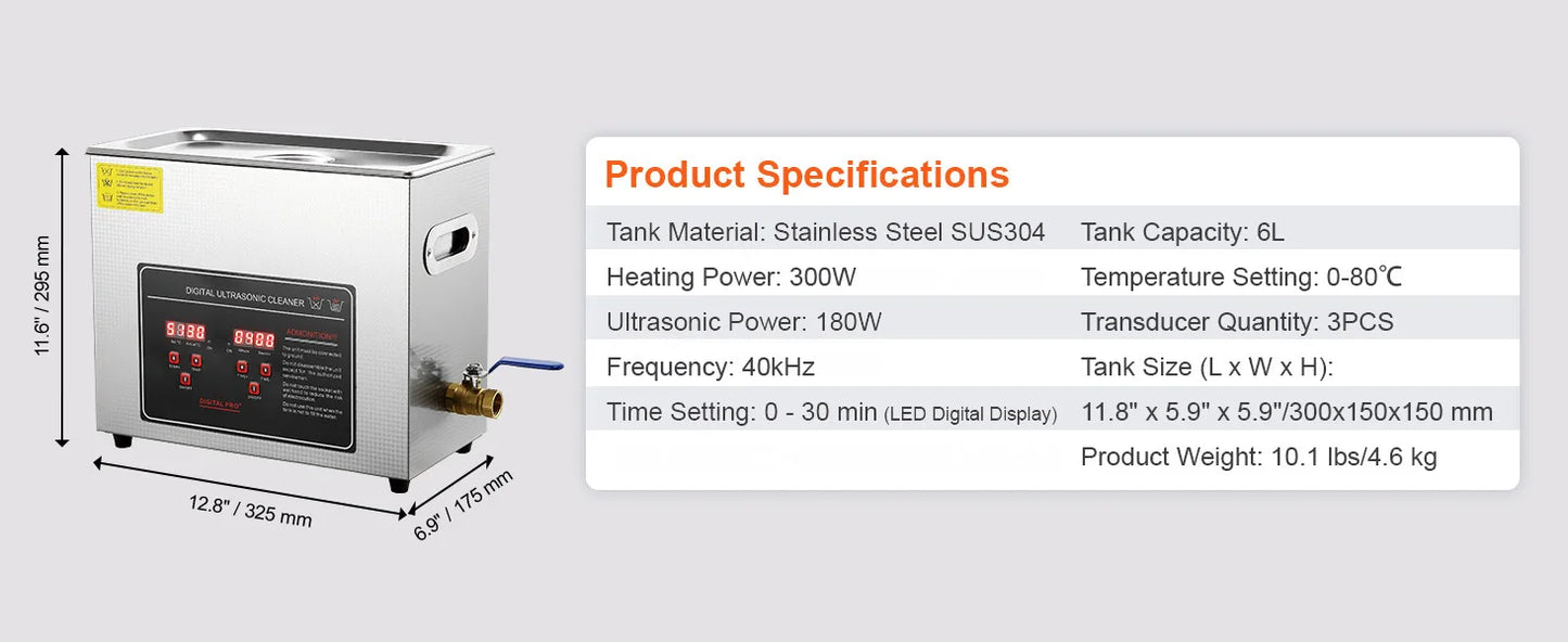 SucceBuy 2L 3L 6L 10L 22L 30L Ultrasonic Cleaner Stainless Steel Portable Cleaning Washing Machine Ultrasound Home Appliance