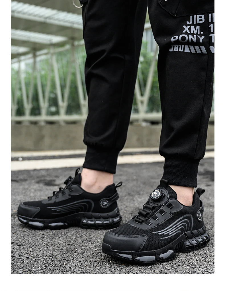 Rotary Buckle Work Safety Shoes For Men and Women Air Soft Sole Lightweight Protective Work Sneakers Men Breathable Boots - Shoppiline