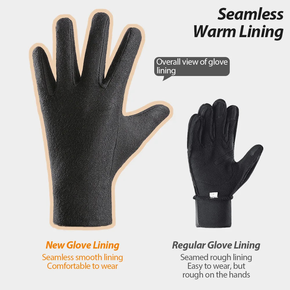 NEWBOLER Keep Warm Bicycle Gloves Full Finger Men Winter Autumn Windproof Cycling Glove Touch Screen MTB Road Bike Gloves