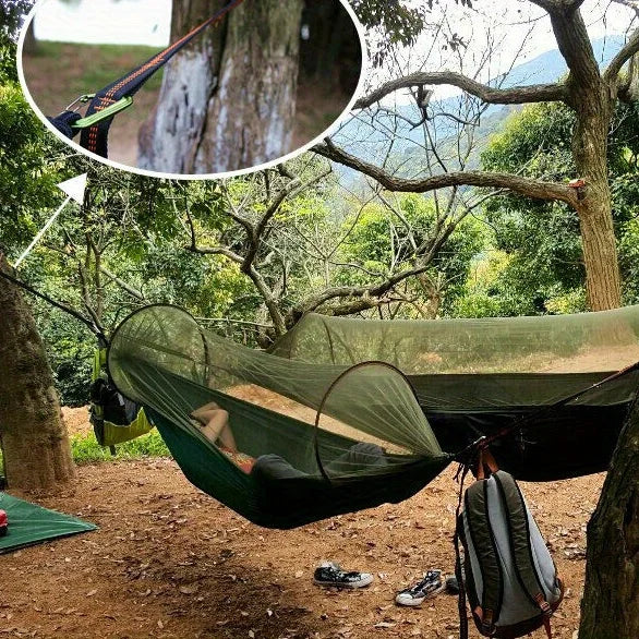 2pcs Hammock Straps, Special Reinforced Polyester Straps, 5 Ring High Load-Bearing Barbed Hammock Straps For Outdoor Camping