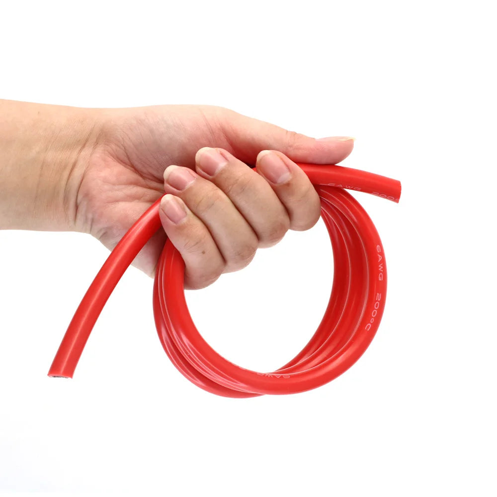 2 meter Silicon Wire 8 10 12 14 16 18 20 22AWG Heatproof Soft Silicone Silica Gel Wire Cable (1meter Red+1meter Black) )
