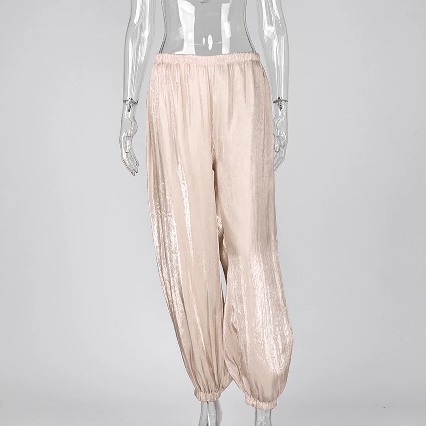 Linad Elegant Pink Crepe Loose Bloomers For Woman Street Chic Pleated Trousers Female Autumn Vintage High Waist Long Pants 2025