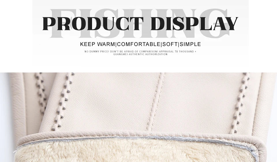 Women's sheepskin gloves winter warm plus velvet short thin touch screen driving color women's leather gloves good quality -2226