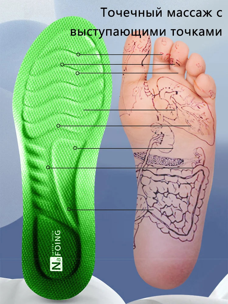4D Cloud Technology Sports-Einlegesohlen für Schuhe, PU-Sohle, weich, atmungsaktiv, stoßdämpfend, gepolstert, orthopädische Laufsohlen