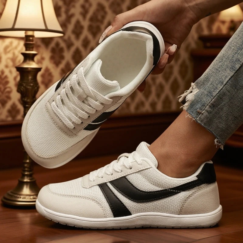 Damen-Sneaker Barfuß Freizeit Weit Modisch Canvas Flacher Board-Schuh 2025 Neu Breite Zehenpartie Atmungsaktiver Mesh-Laufschuh