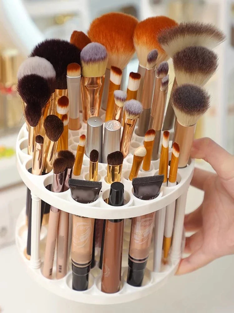 Stay Organized! Rotating Makeup Brush Holder with 45 Holes - Keeps All Your Brushes in Sight & Reach