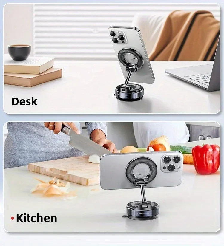 [Upgrade 360° Phone Holder] 360° Adjustable Vacuum Magnetic Mount Car Phone Holder Upgrade Version Compatible with Cars Mirrors