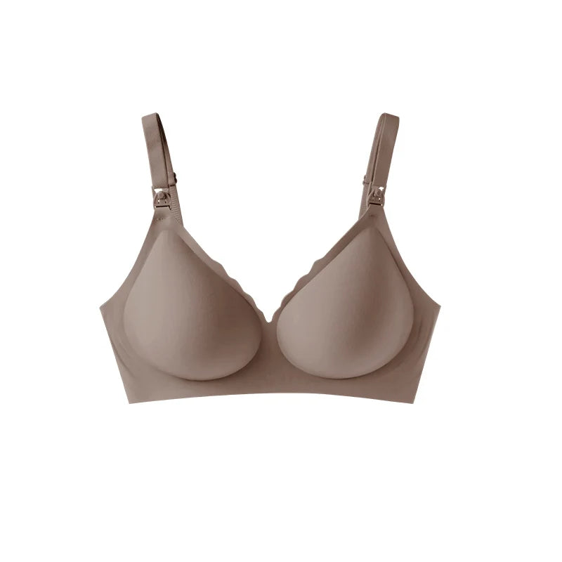 Front Open Nursing Bra Maternity Jelly Gel Laser Cutting Seamless Underwear Ultra Thin Breastfeeding Bra For Pregnant Women