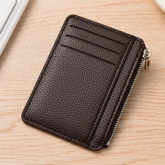 Mini Credit Card Wallet Id Card Holder Men's Small Wallet Thin Sleeve Zipper Short Coin Wallet