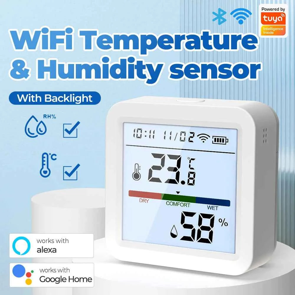 ONENUO Tuya WIFI Temperature Humidity Sensor Hygrometer Thermometer Smart Home APP Remote Moniter Support Alexa Assistant