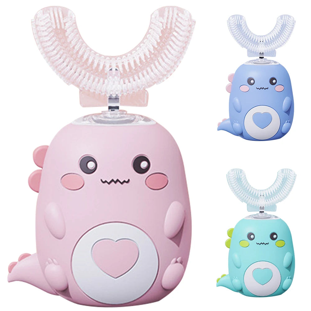 Children U-shaped Electric Toothbrush 360 Degrees Smart Cartoon Kids silicone Toothbrush Automatic Rechargeable Sonic Toothbrush