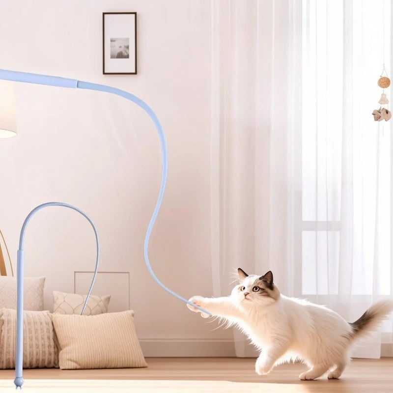 Cat Teaser Stick Toy Interactive Silicone Simulated Mouse Tail Kitten Toy Training Durable Teasing Cat Toy Supplies
