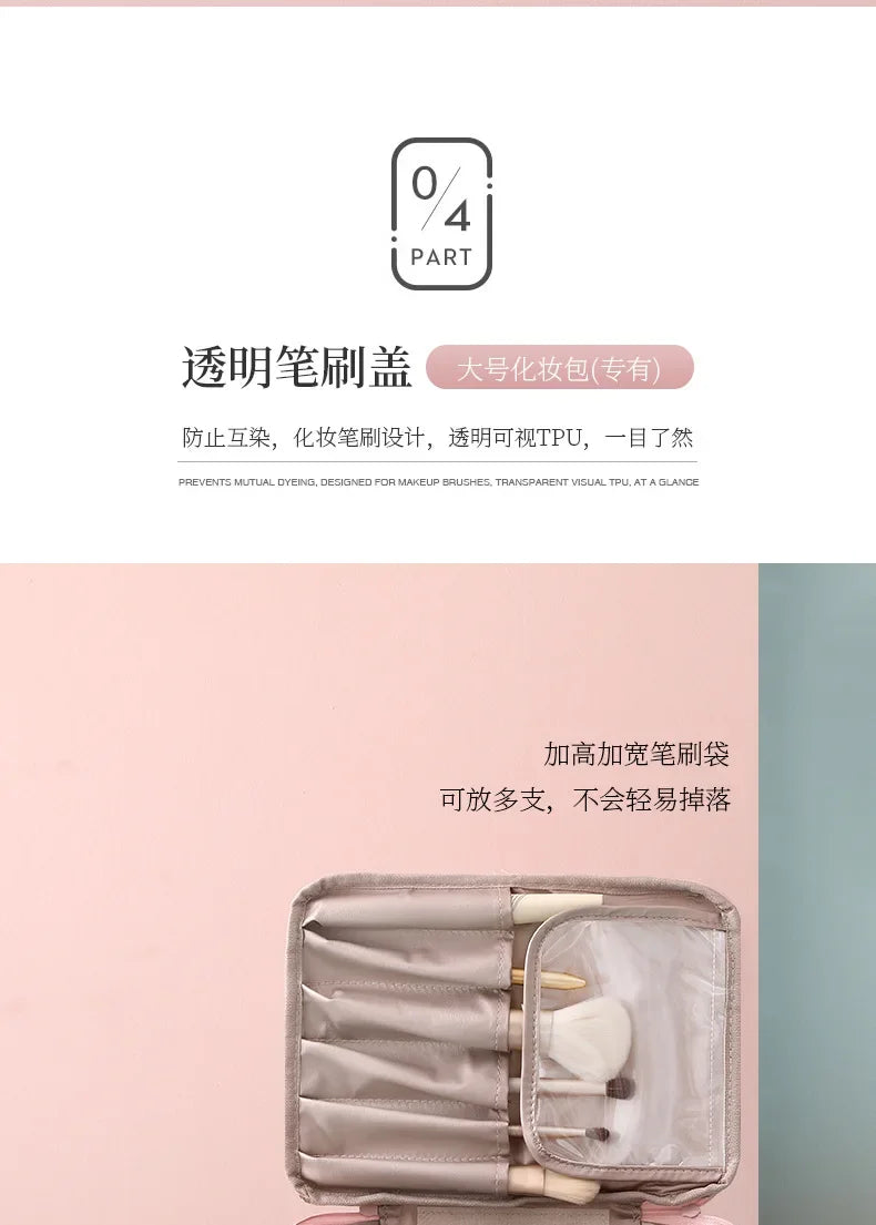 Damen tragbare Kosmetiktasche mit hohem Erscheinungsbild, große Reise-Waschtasche, dreidimensionale Make-up-Aufbewahrungstasche