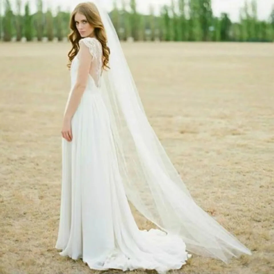 Real Image White Ivory Wedding Veil One-layer Soft Tulle Bridal Veil Head Veils Wedding Accessories with Comb