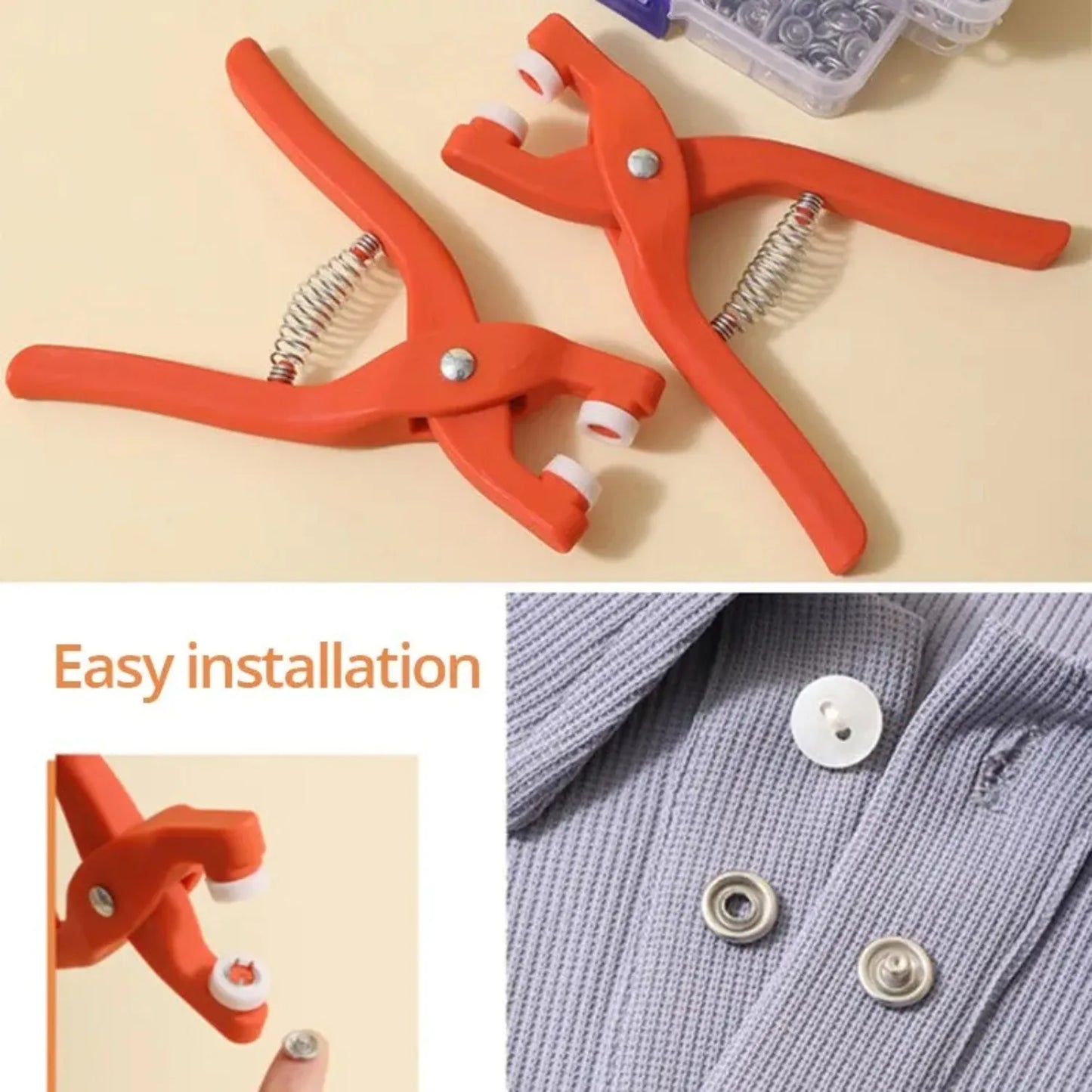 2er-Set Druckknopf-Kit mit Handdruckzange, 50 Druckknöpfe, Metalldruckknöpfe zum Nähen, Nähdruckknöpfe für DIY-Bastelarbeiten, Kleidung, Hüte