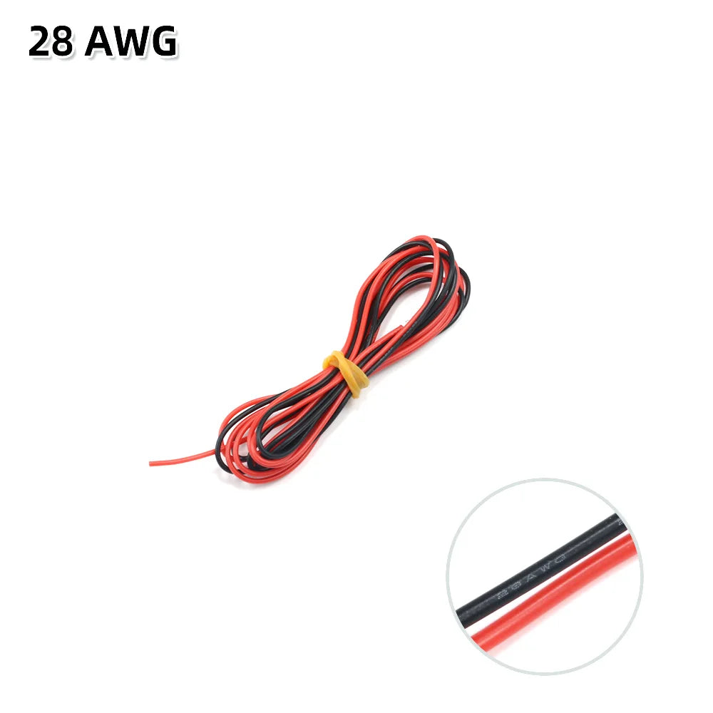 2 meter Silicon Wire 8 10 12 14 16 18 20 22AWG Heatproof Soft Silicone Silica Gel Wire Cable (1meter Red+1meter Black) )