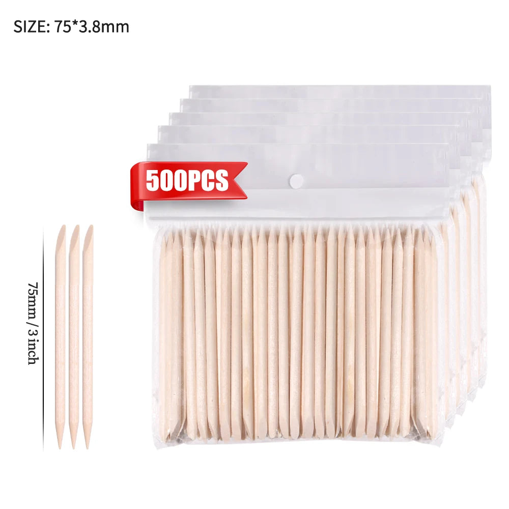 50/1000Pcs Double Ended Wooden Cuticle Pusher Multi  Nail Art Tools Beechwood Stick Manicure Pedicure Tool Suitable for Home Use